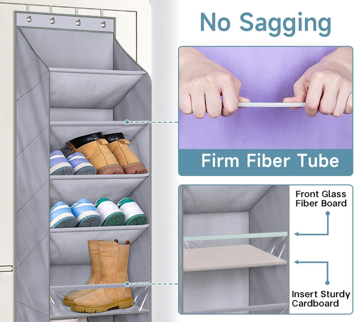 KIMBORA 7 Shelves Over the Door Shoe Organizer Grey