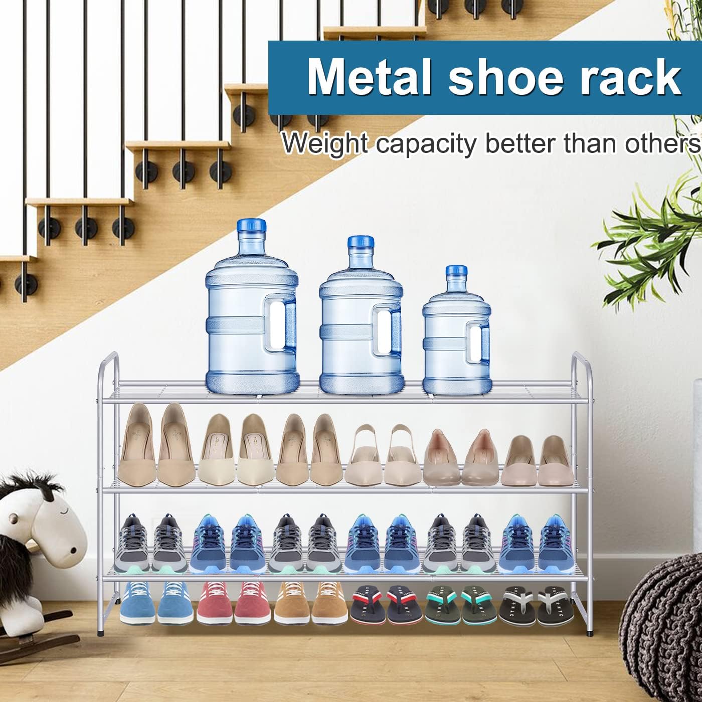 KIMBORA 3 Tier Metal Shoe Rack Grey