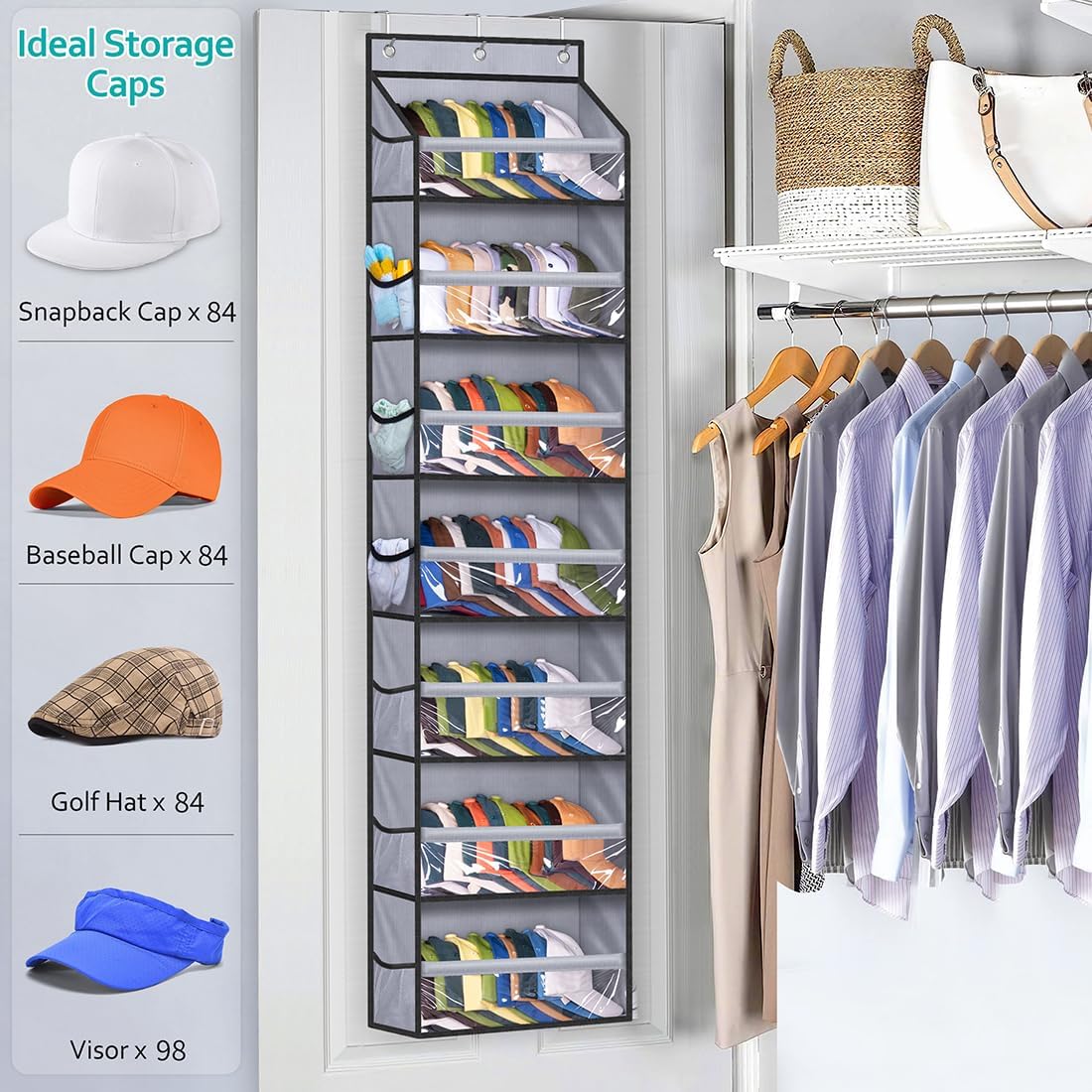 KIMBORA 7 Tier Hat Rack Grey