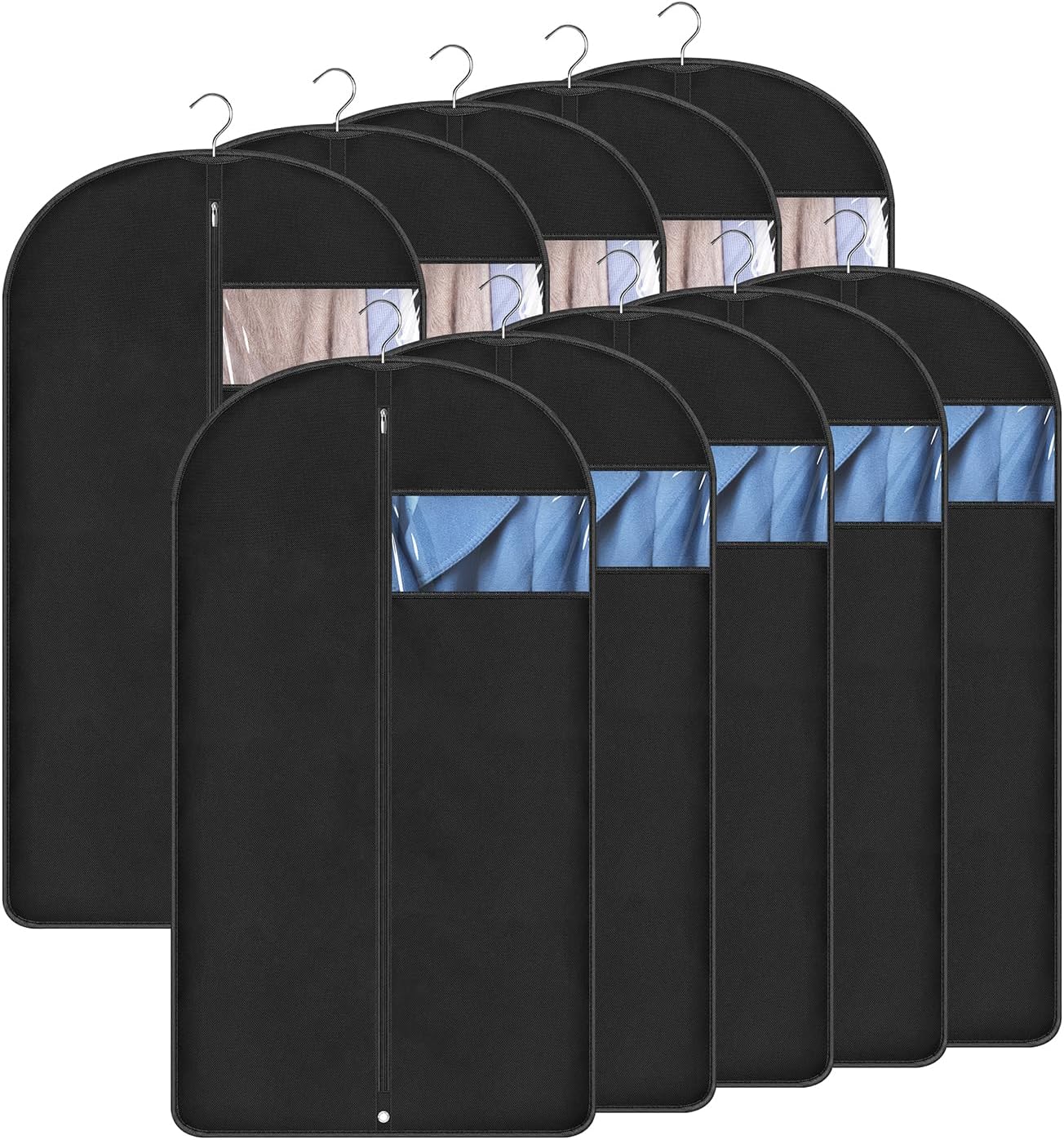 KIMBORA 43" Hanging Garment Bags Black(10 Packs)