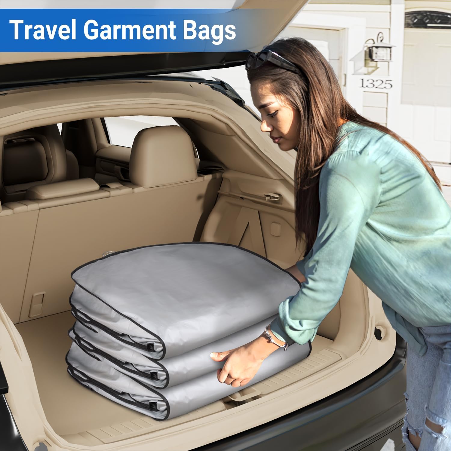 KIMBORA 6" Gusseted Garment Bags for Hanging Clothes, 40" Suit Bags for Closet Storage (Grey, 3 Packs)