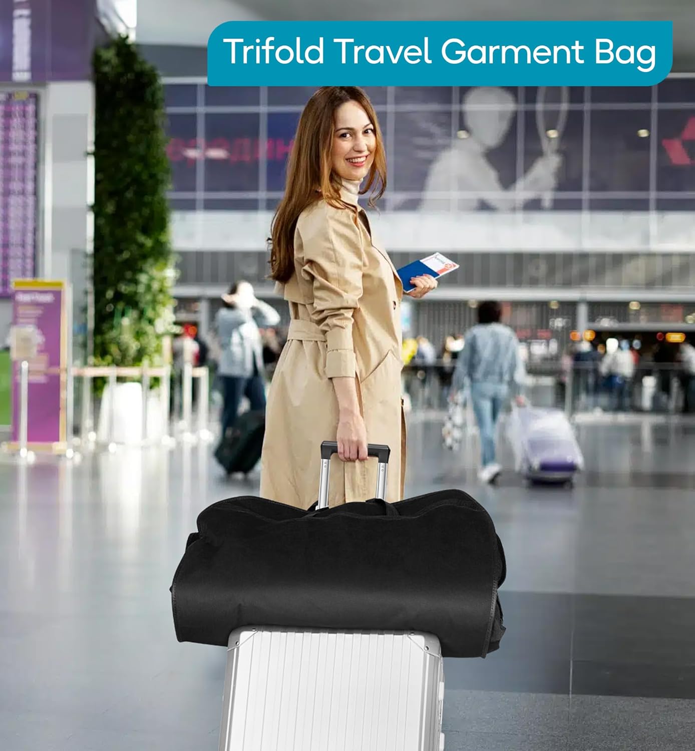 KIMBORA 60" Garment Bags for Travel with Tote Bag Long Dress Bags for Gowns (Black)