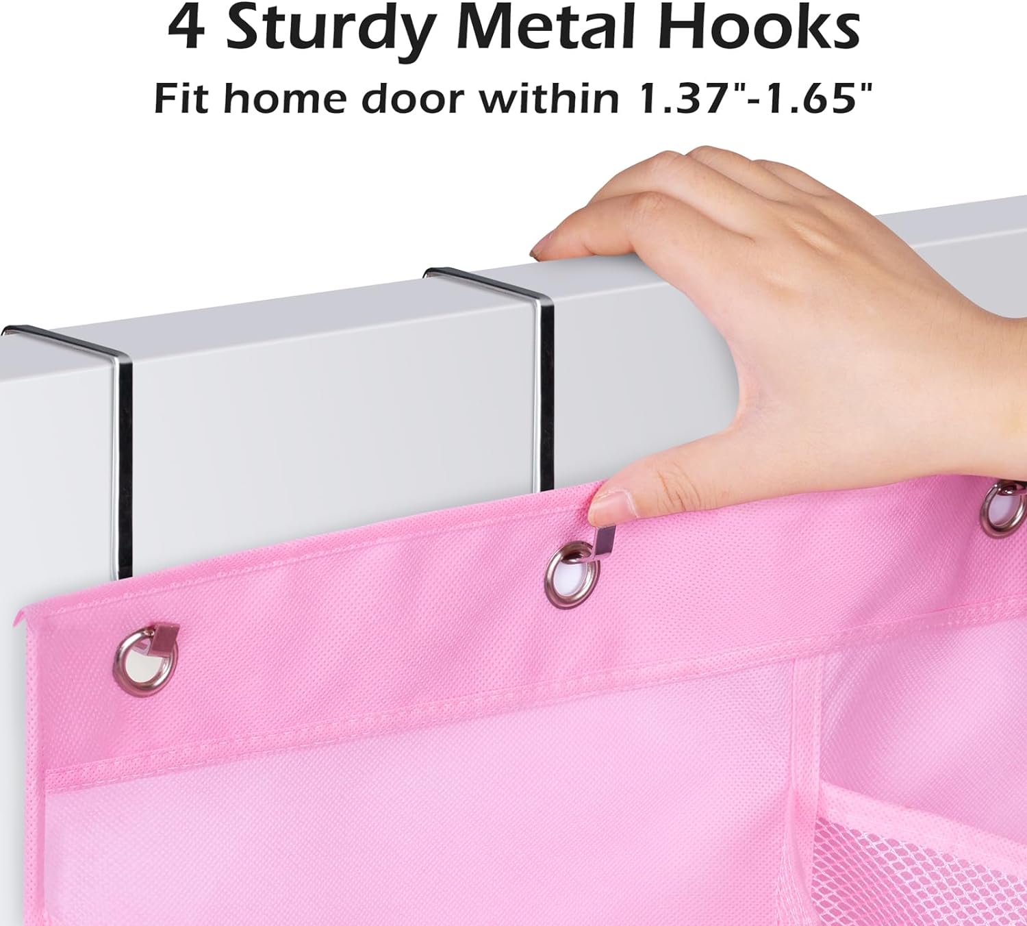 KIMBORA 12 Large Mesh Pockets Over the Door Shoe Organizer Pink