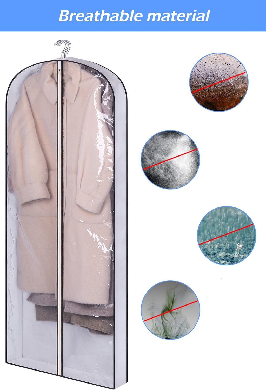 KIMBORA 60" Gusseted Hanging Garment Bags White(5 Packs)