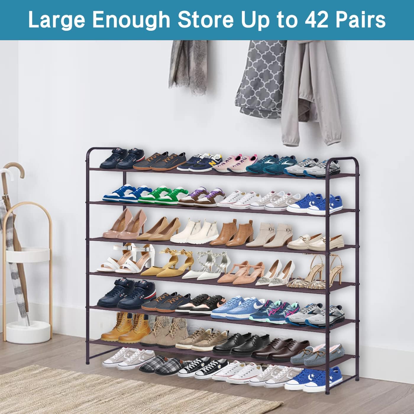 KIMBORA 6 Tier Long Shoe Rack Bronze