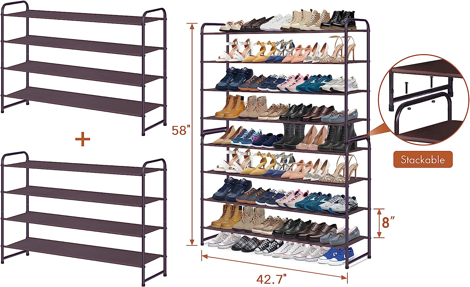 KIMBORA 4 Tier Long Shoe Rack Bronze