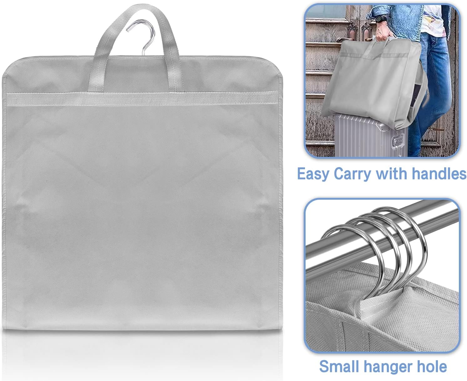 KIMBORA 54" Gusseted Hanging Garment Bags Grey(3 Packs)