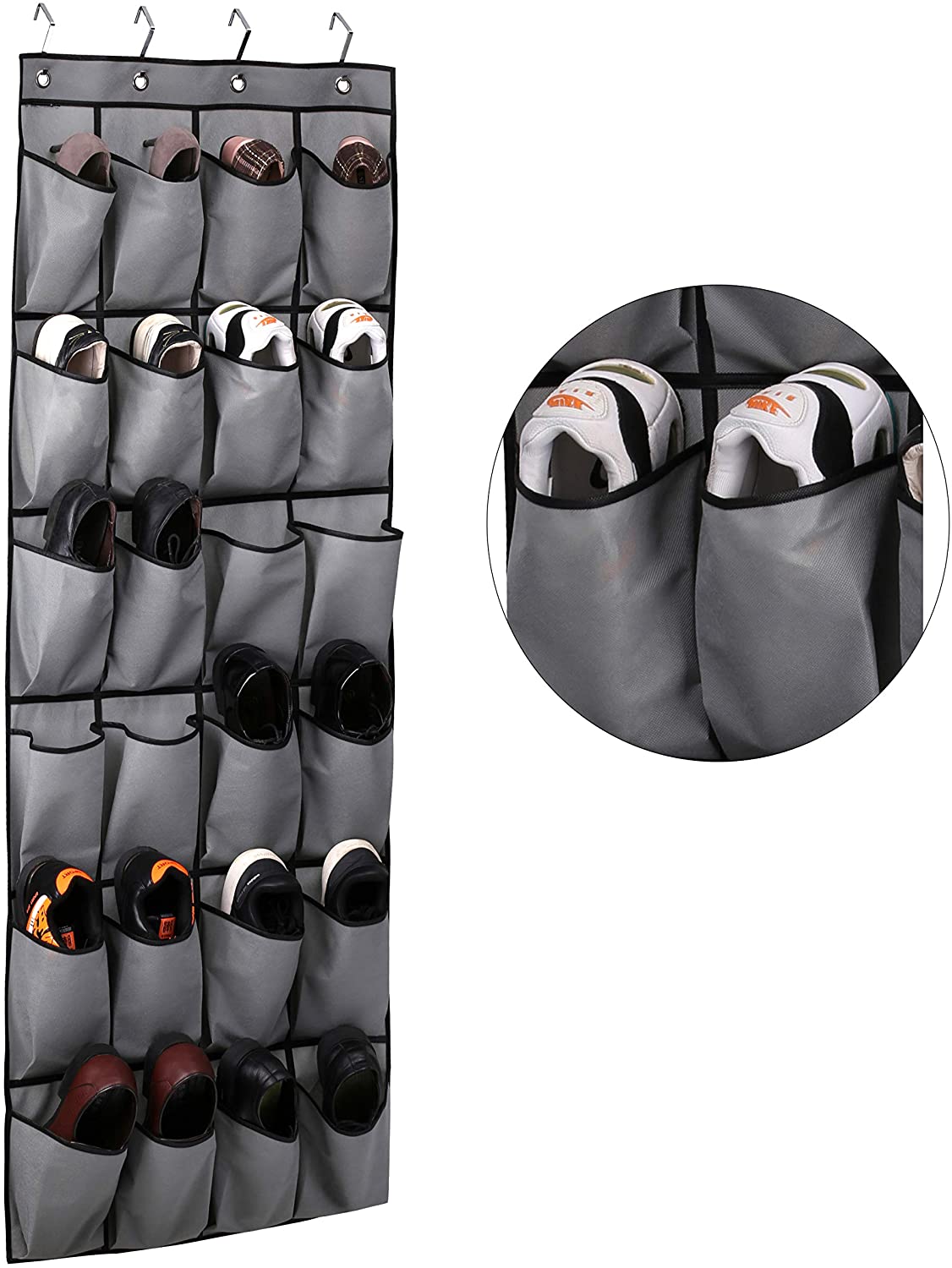 24 Large Fabric Pockets Hanging Shoe Rack