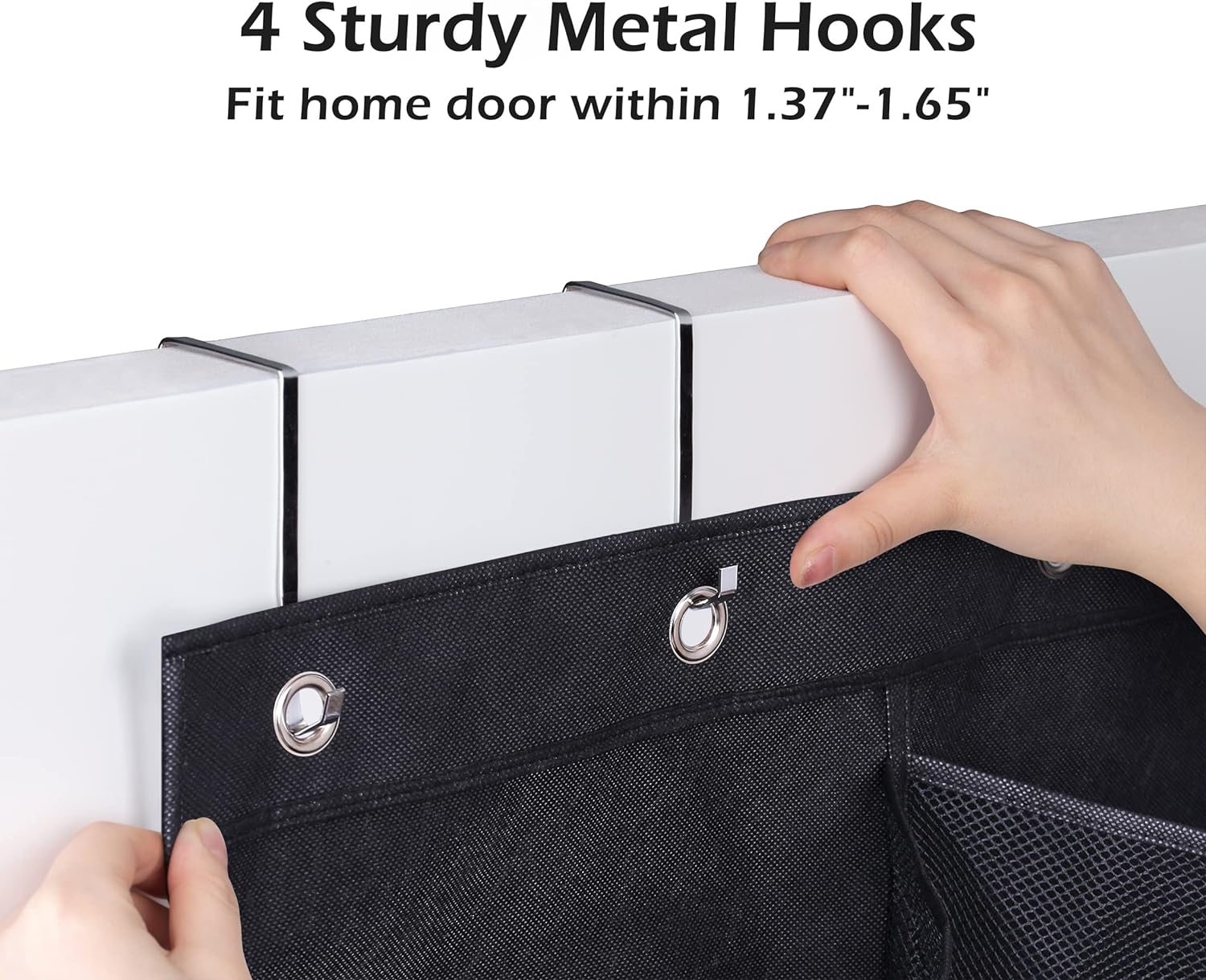 KIMBORA 12 Large Mesh Pockets Over the Door Shoe Organizer Black