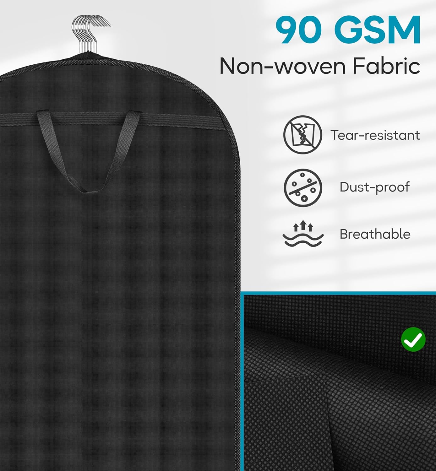 KIMBORA 60" Garment Bags for Travel with Tote Bag Long Dress Bags for Gowns (Black)