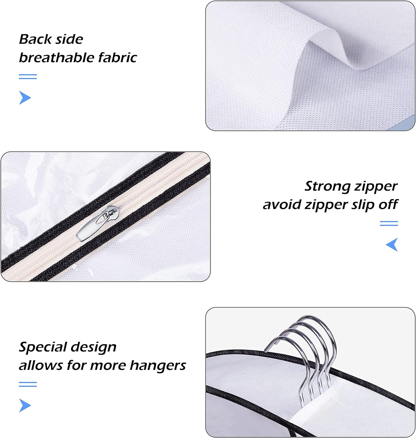 KIMBORA 60" Gusseted Hanging Garment Bags White(5 Packs)