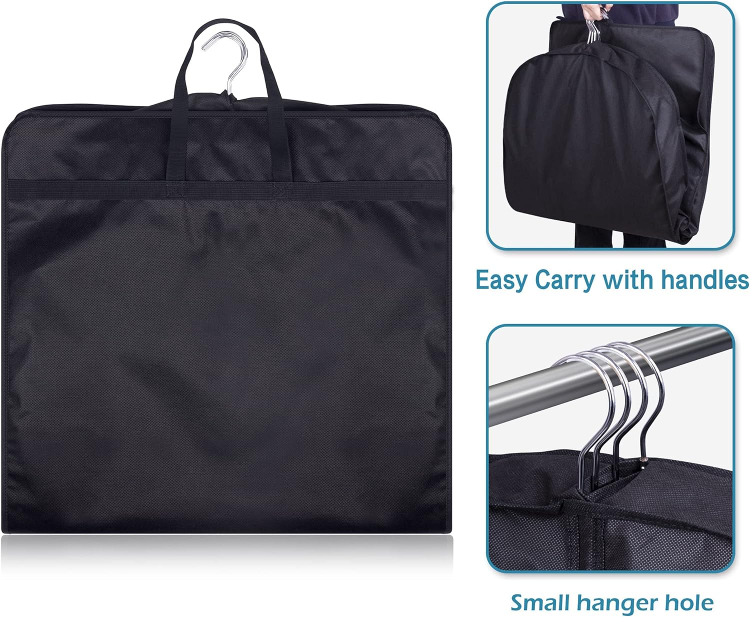 KIMBORA 43" Gusseted Hanging Garment Bags Black(3 Packs)