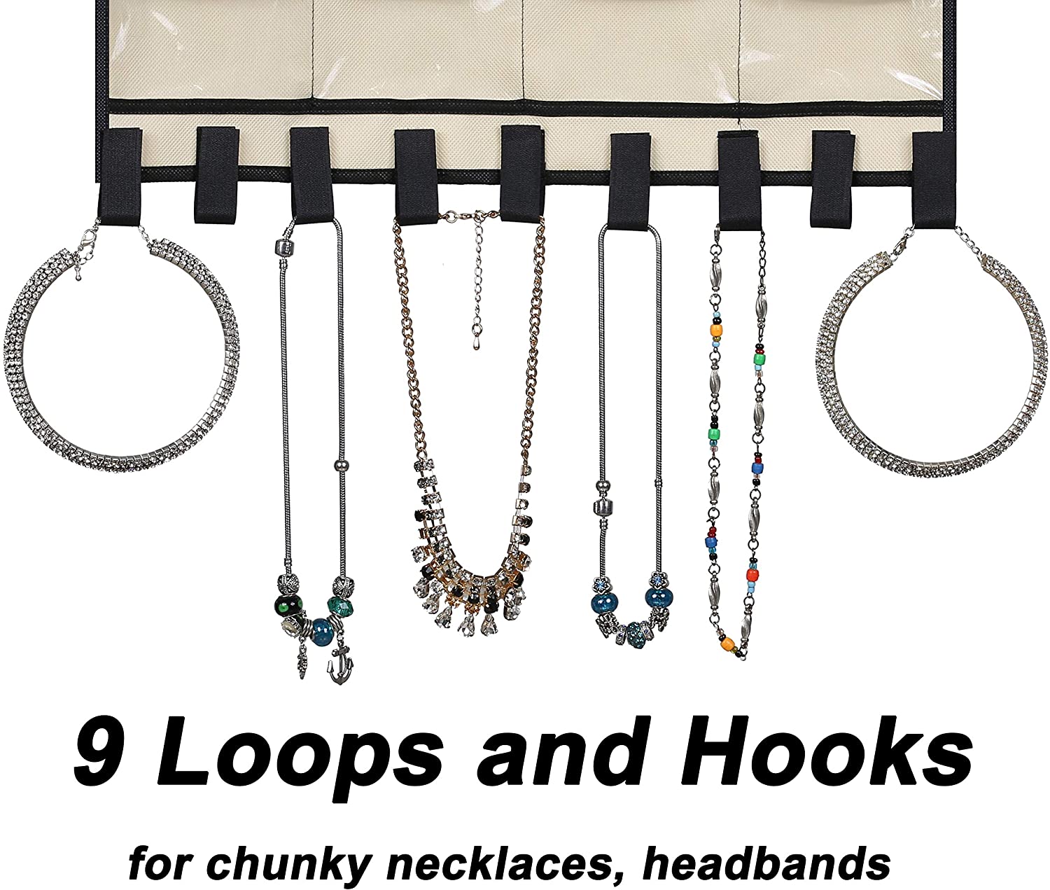 Large Mesh Pockets Hanging Jewelry Organizer