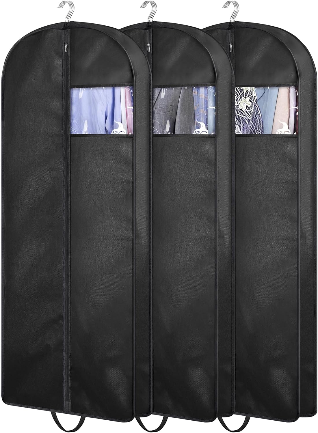 KIMBORA 54" Gusseted Hanging Garment Bags Black(3 Packs)