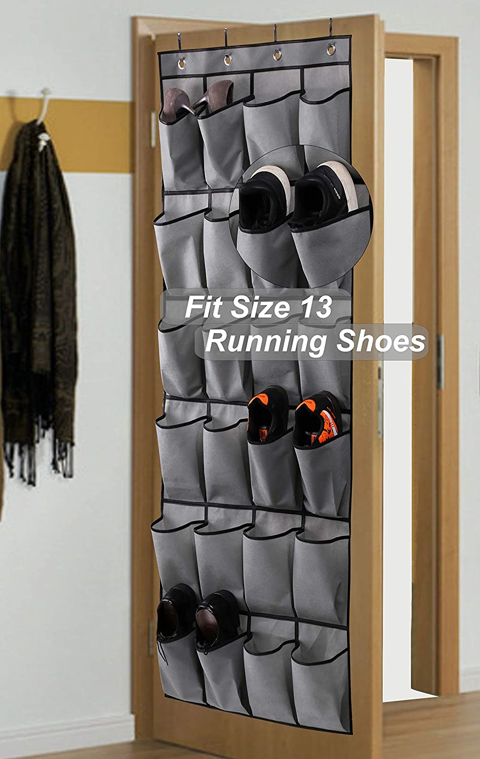 24 Large Fabric Pockets Hanging Shoe Rack