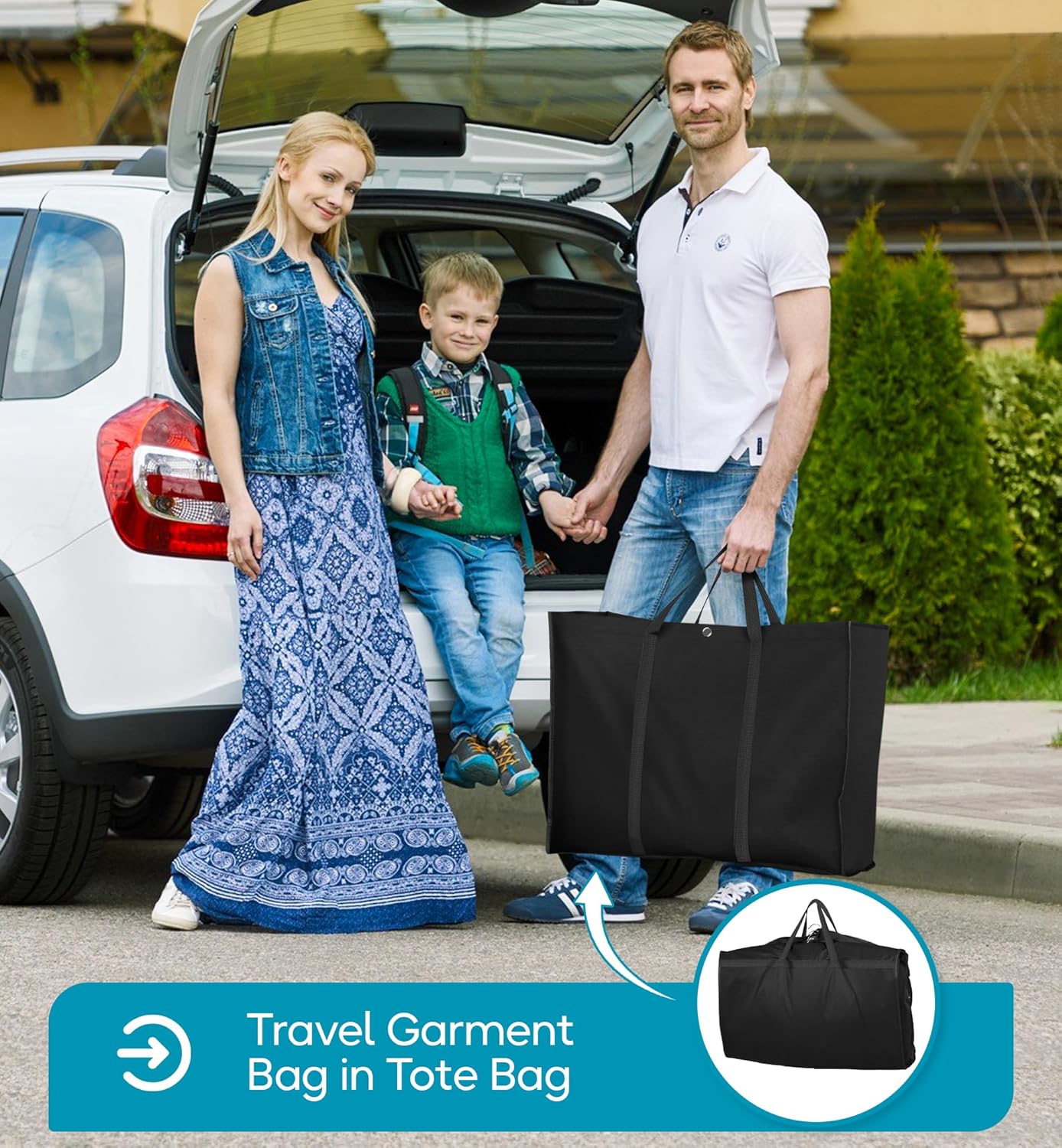 KIMBORA 60" Garment Bags for Travel with Tote Bag Long Dress Bags for Gowns (Black)