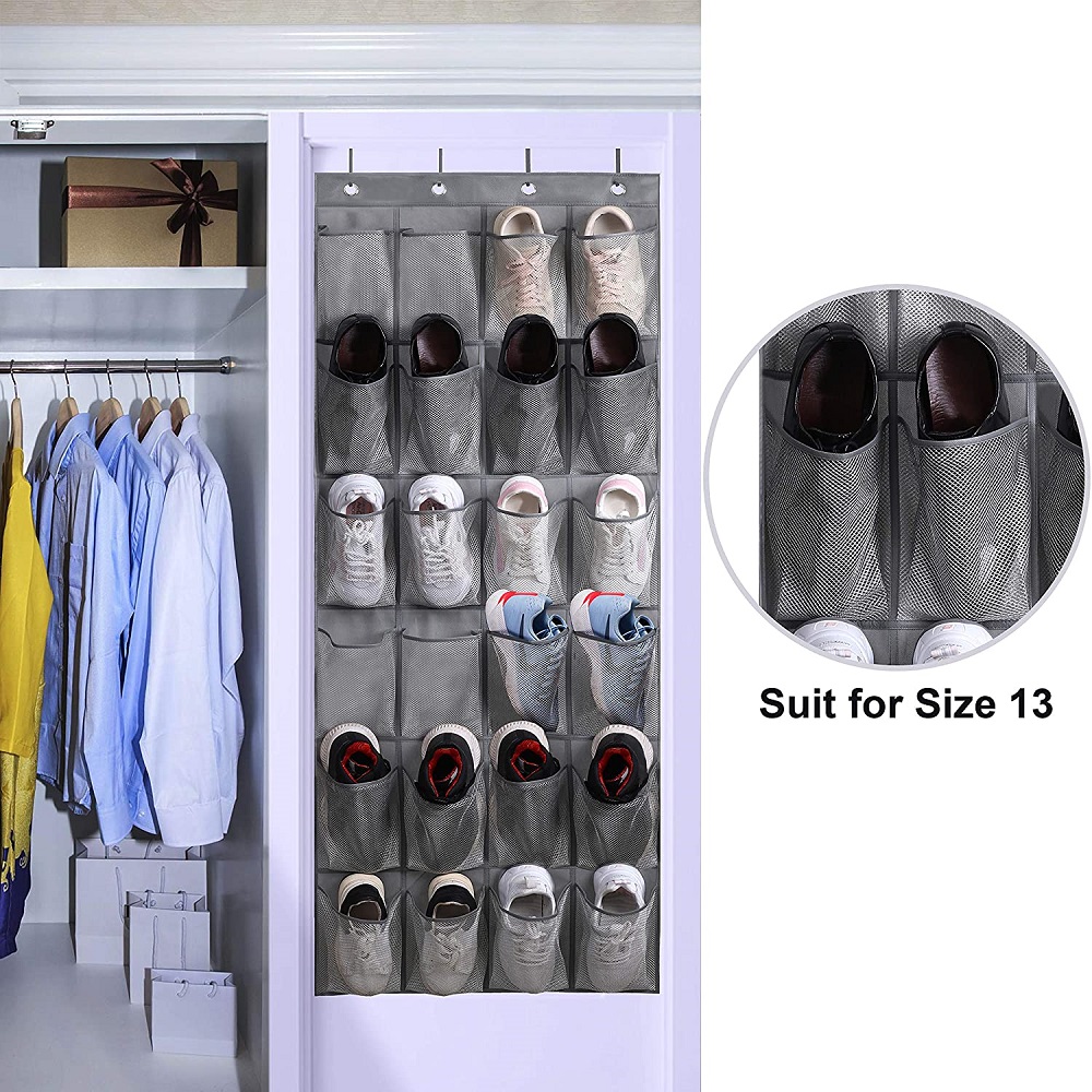 24 Large Mesh Pockets Hanging Shoe Hanger Holder