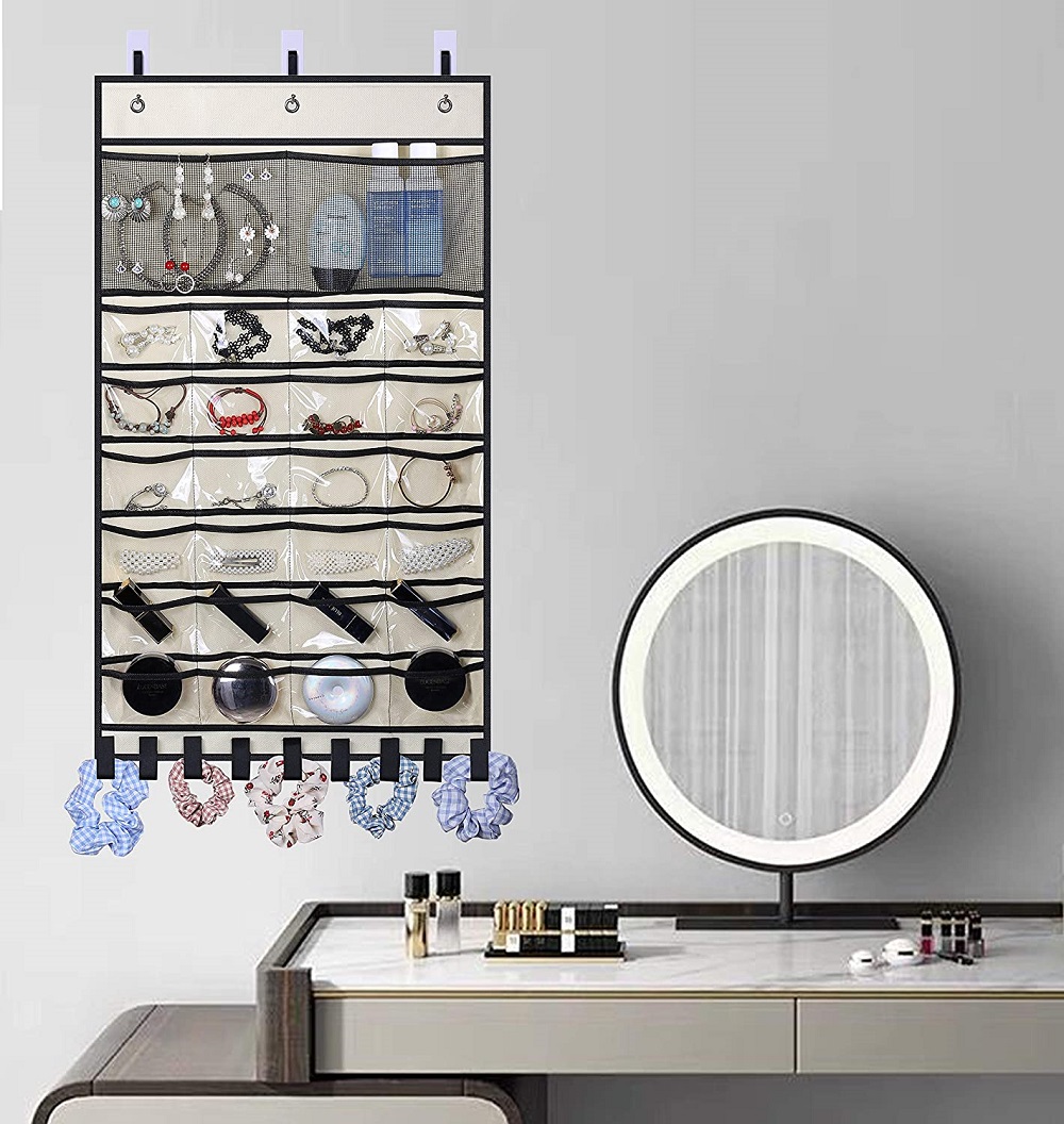 Large Mesh Pockets Hanging Jewelry Organizer