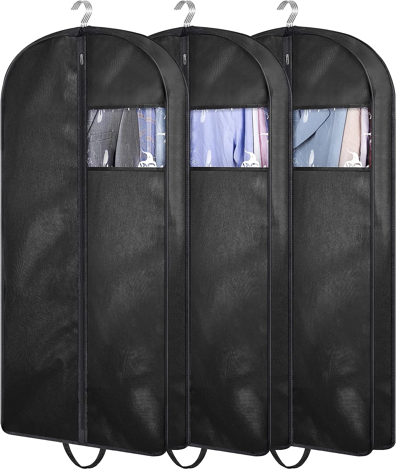 KIMBORA 43" Gusseted Hanging Garment Bags Black(3 Packs)