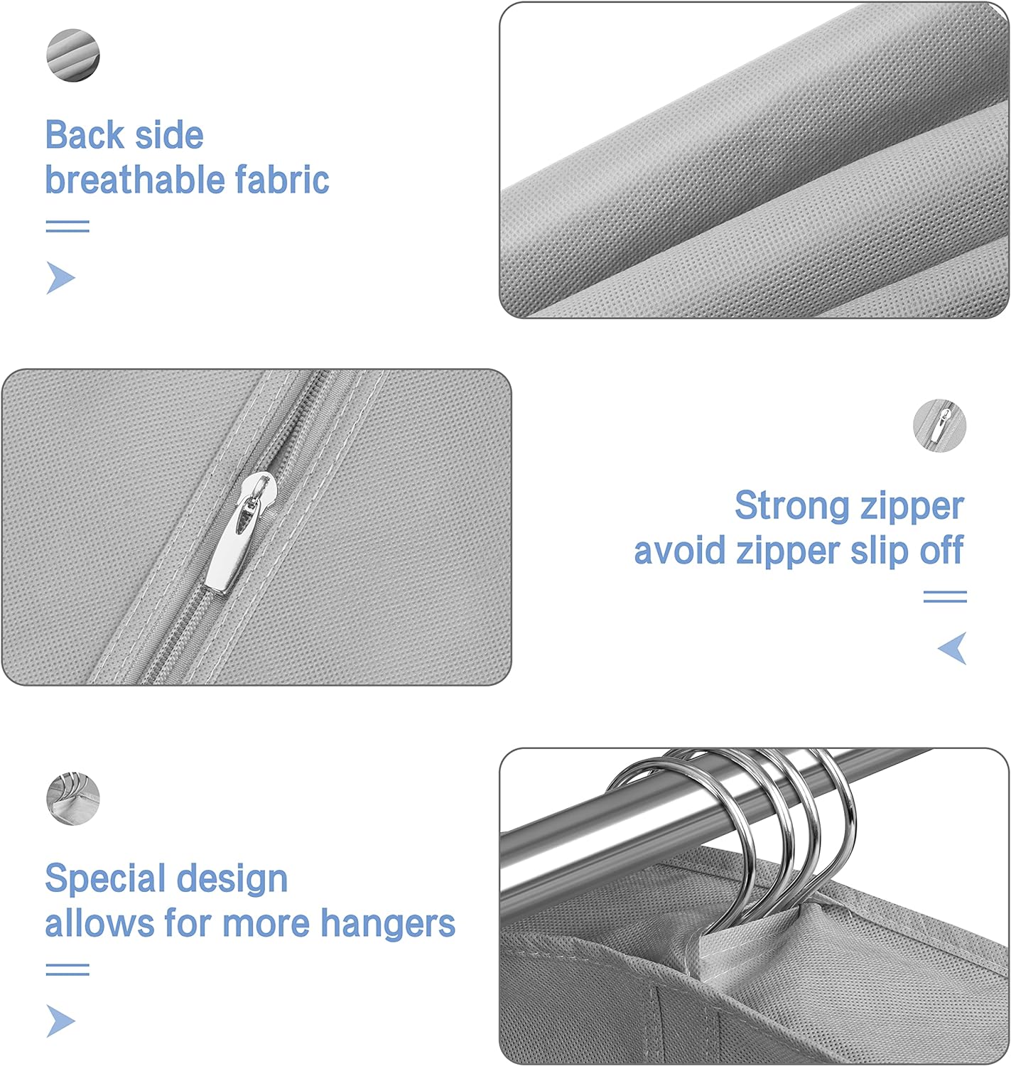 KIMBORA 60" Gusseted Hanging Garment Bags Grey(3 Packs)