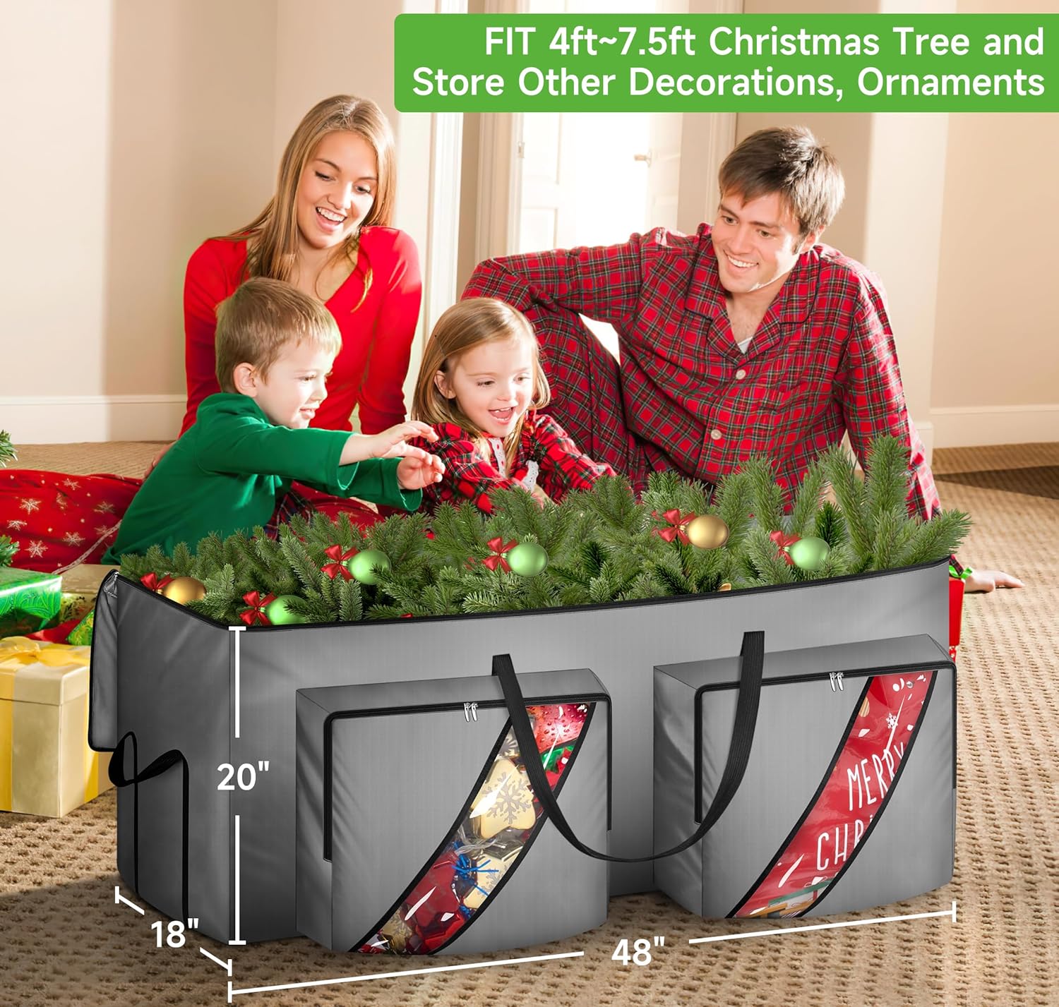 KIMBORA Christmas Tree Storage Bag Grey