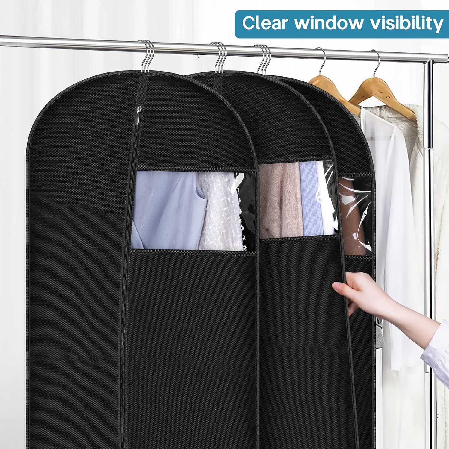 KIMBORA 43" Hanging Garment Bags Black(10 Packs)