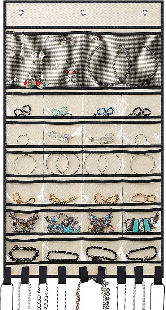 Large Mesh Pockets Hanging Jewelry Organizer