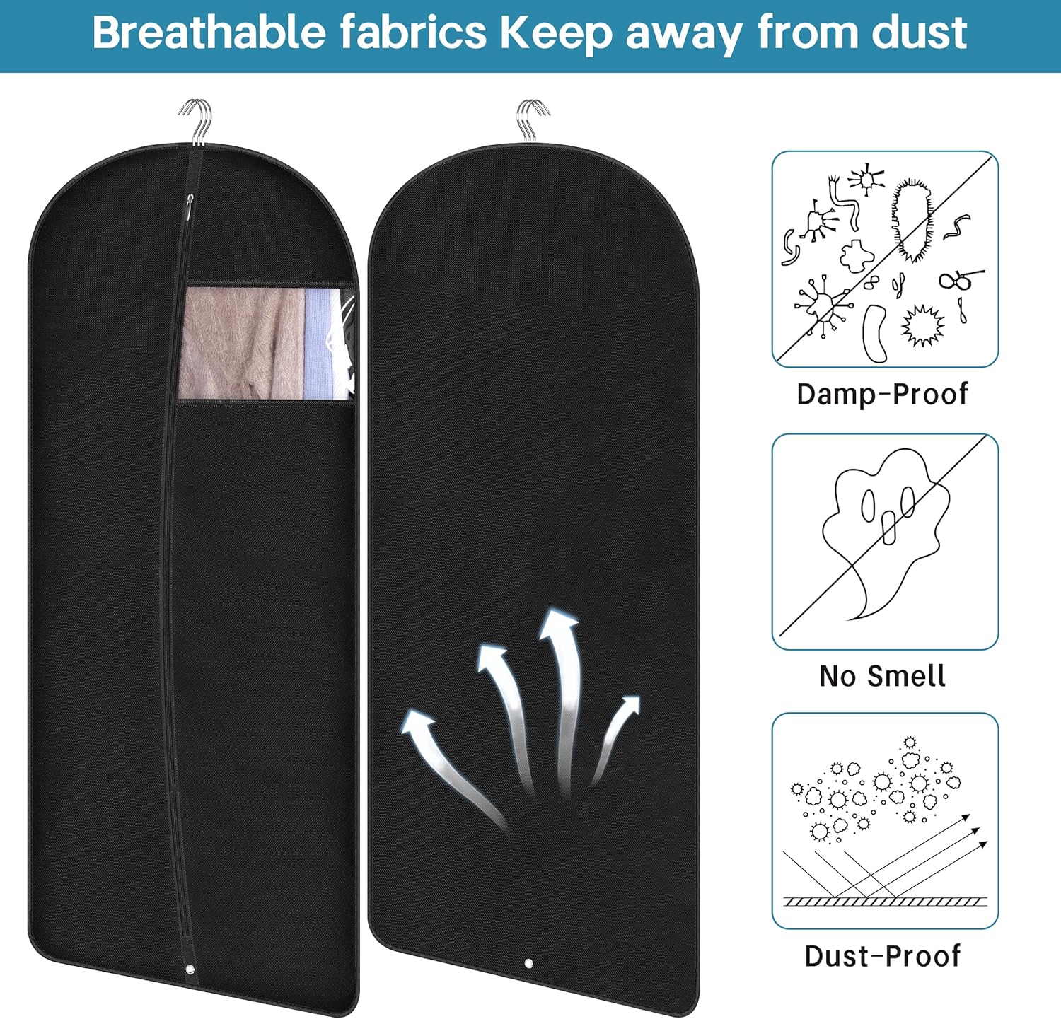 KIMBORA 43" Hanging Garment Bags Black(10 Packs)