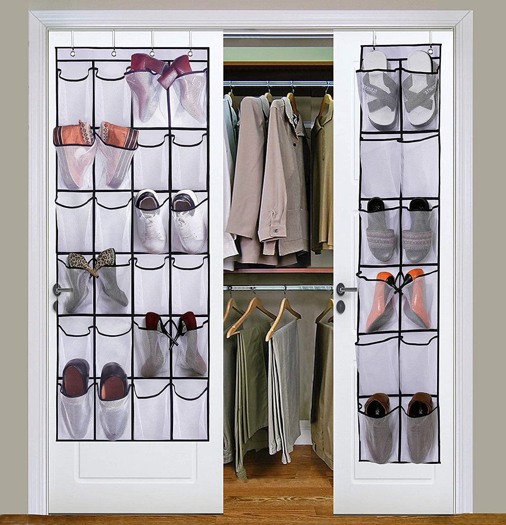 24 + 12 Large Mesh Pockets Hanging Shoe Holder