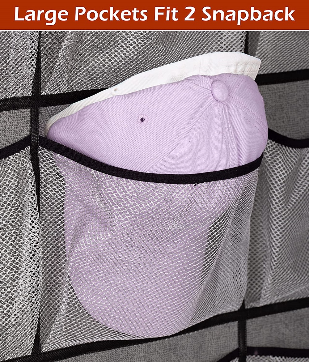 24 Large Mesh Pockets Hat Organizer for Baseball Caps