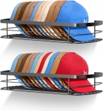 KIMBORA Metal Hat Rack for Wall, Hat Organizer for Baseball Caps Holds 22 pcs Wall Mounted Snapback Storage Organizer Fits All Caps Shelves Holder Display, 2 Packs, Black
