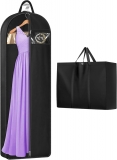 KIMBORA 60" Garment Bags for Travel with Tote Bag Long Dress Bags for Gowns (Black)
