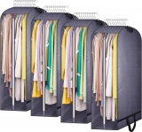 KIMBORA 43" Clear Garment Bags for Hanging Clothes Storage with 10" Gusseted Grey (4 Packs)