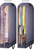 KIMBORA 54" Clear Garment Bags for Hanging Clothes Storage with 10" Gusseted Grey (2 Packs)