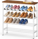 KIMBORA 5 Tier White Shoe Rack for Entryway, Rustic Brown