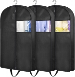 KIMBORA 32" Gusseted Hanging Garment Bags Black（3 Packs）